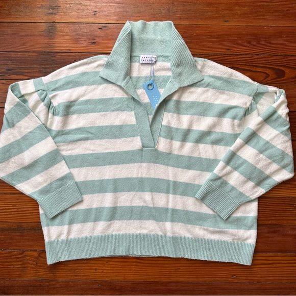 NWT Tanya Taylor Maise Knit collared striped sweater - Picture 3 of 8